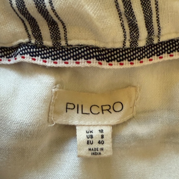 Pilcro Anthropologie Linen Striped White and Black Dress 8 - Picture 11 of 11